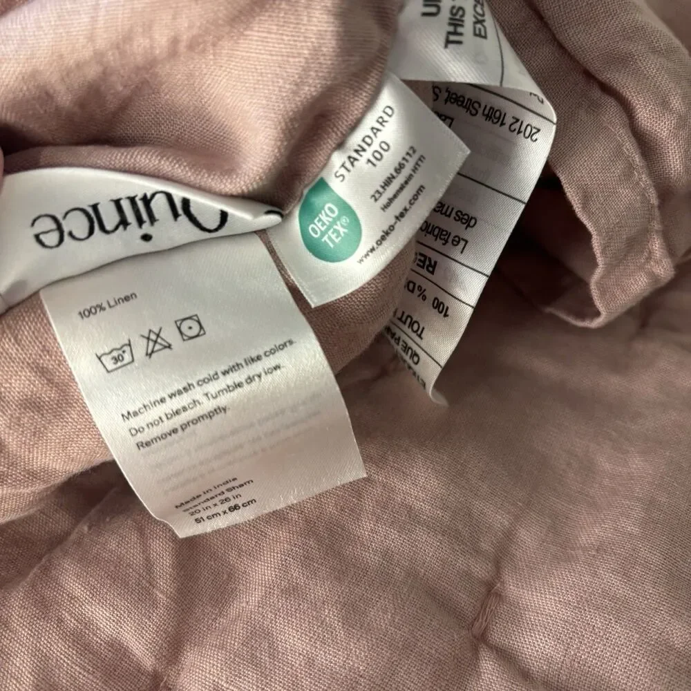 Quince European Linen Dream Quilted Sham 4 Standard Pillow Cases Dusty Mauve